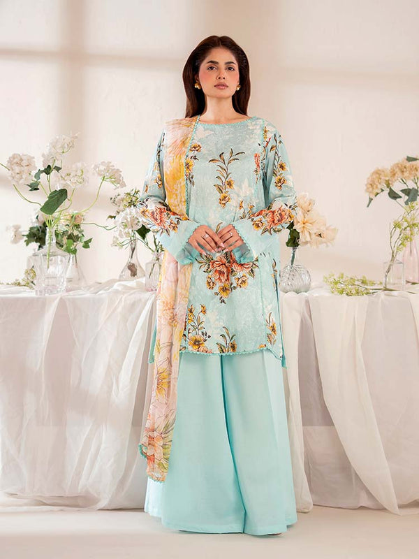 CHIKANKARI 3-Piece Unstitched Digital Printed Lawn Suit