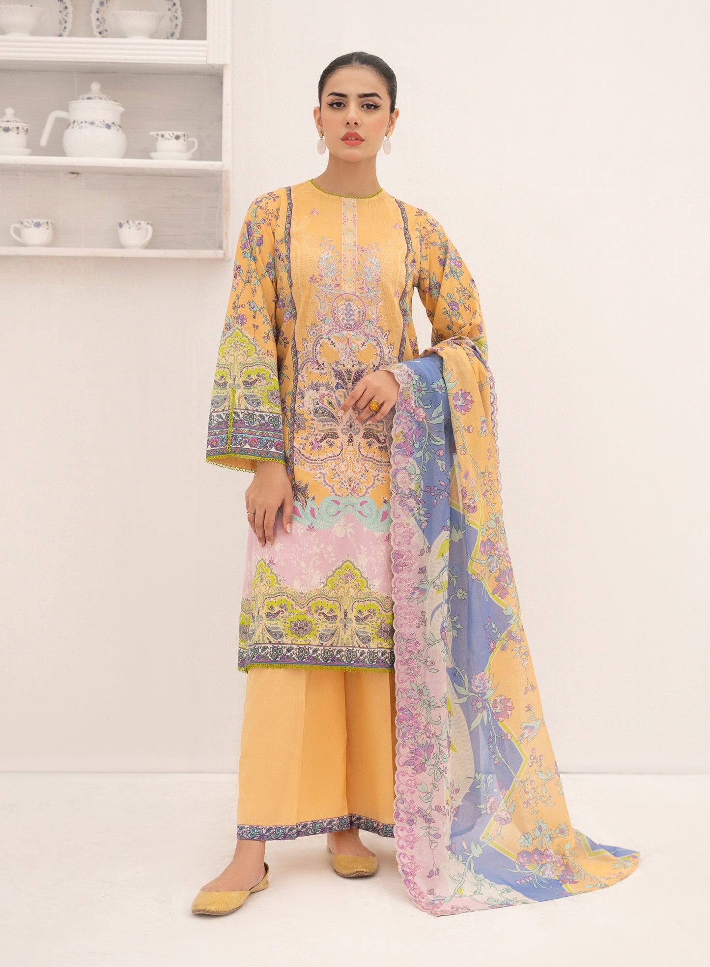 Hania Luxury Lawn Embroidered Unstitched 3 Piece