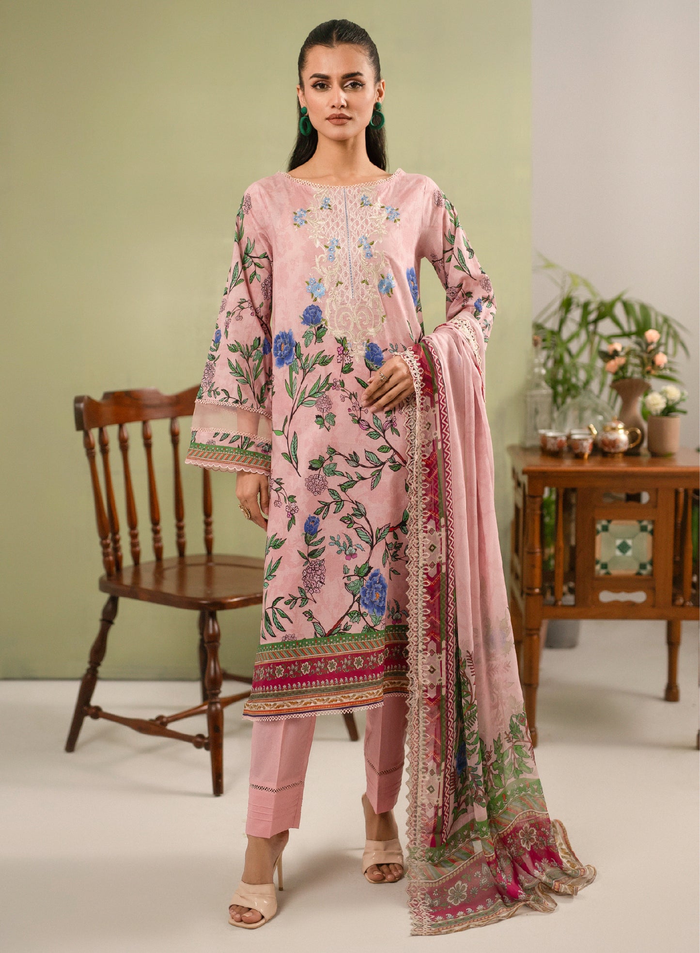 Hania Luxury Lawn Embroidered Unstitched 3 Piece