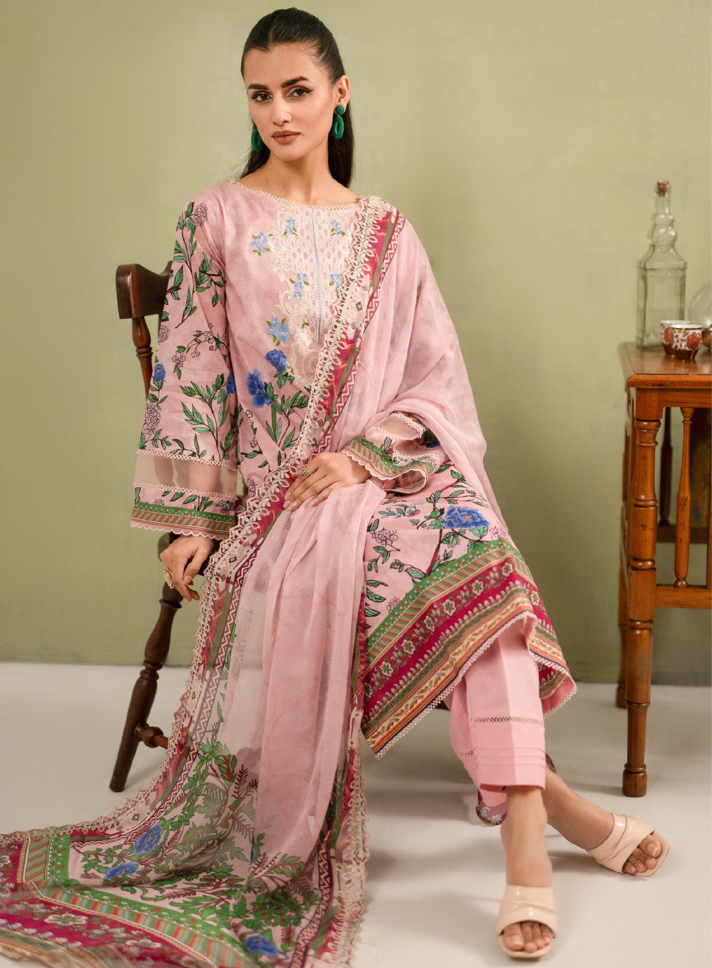 Hania Luxury Lawn Embroidered Unstitched 3 Piece