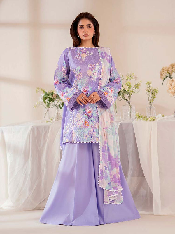 CHIKANKARI 3-Piece Unstitched Digital Printed Lawn Suit