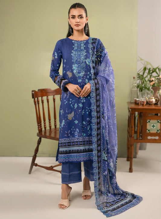 Hania Luxury Lawn Embroidered Unstitched 3 Piece