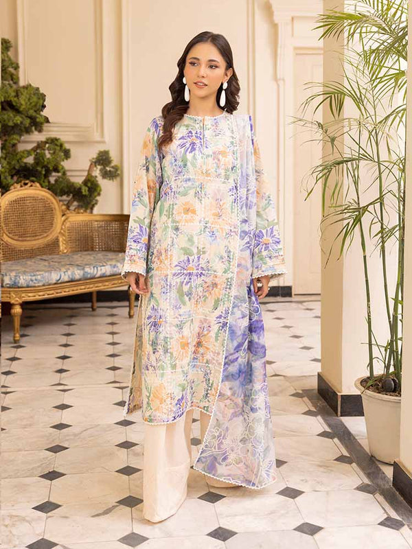 DOVES OF GARDEN 3-Piece Unstitched Digital Printed Lawn Suit