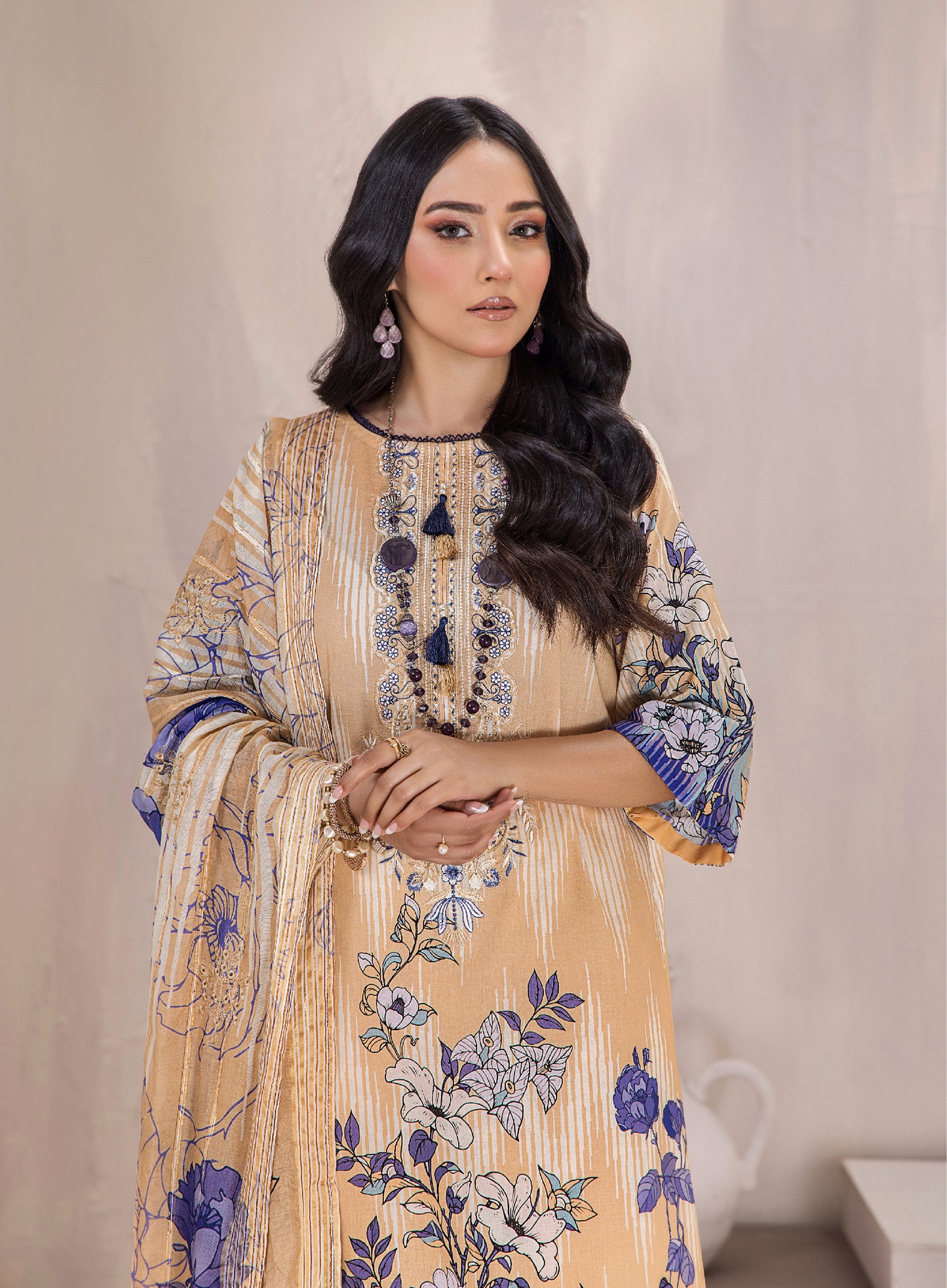 Hania Luxury Lawn Embroidered Unstitched 3 Piece