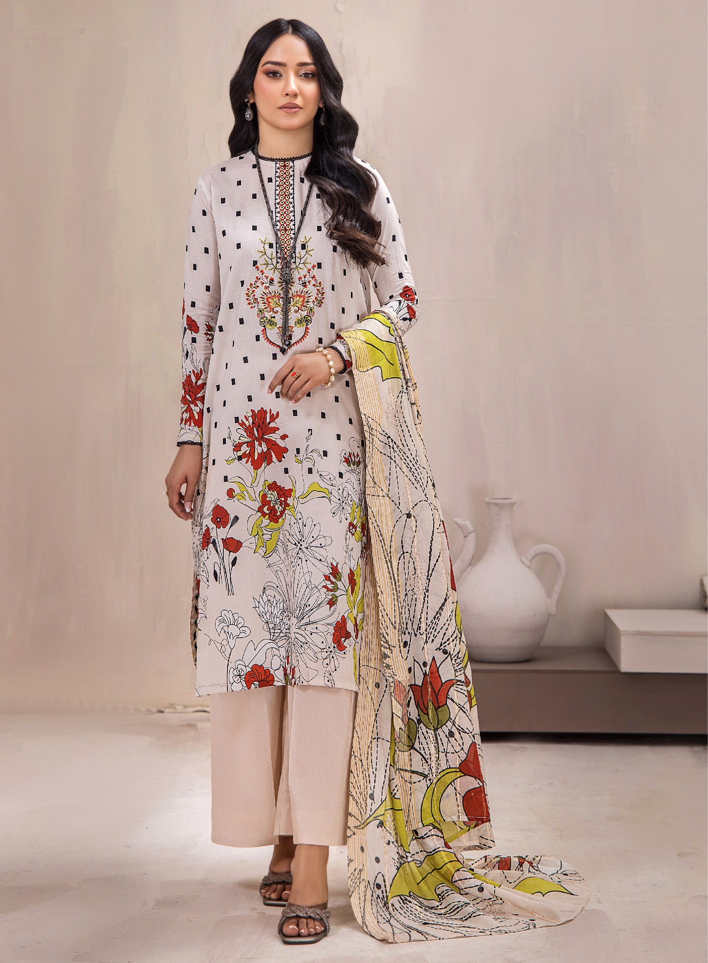 Hania Luxury Lawn Embroidered Unstitched 3 Piece