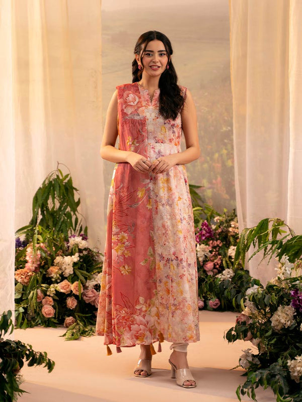 PEACH POPPIES3-Piece Unstitched Digital Printed Lawn Suit