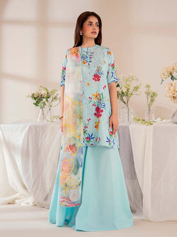 CHIKANKARI 3-Piece Unstitched Digital Printed Lawn Suit