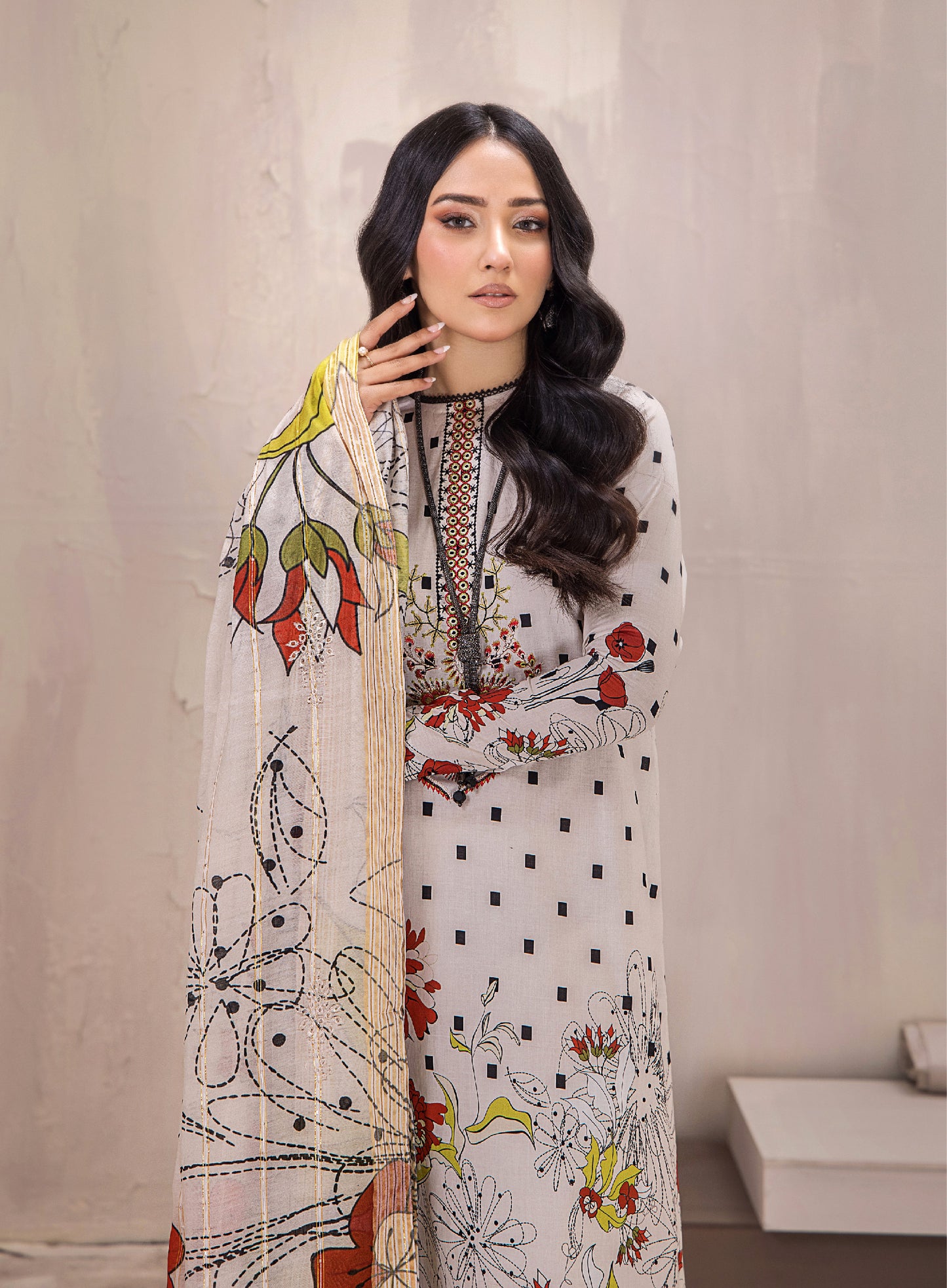 Hania Luxury Lawn Embroidered Unstitched 3 Piece