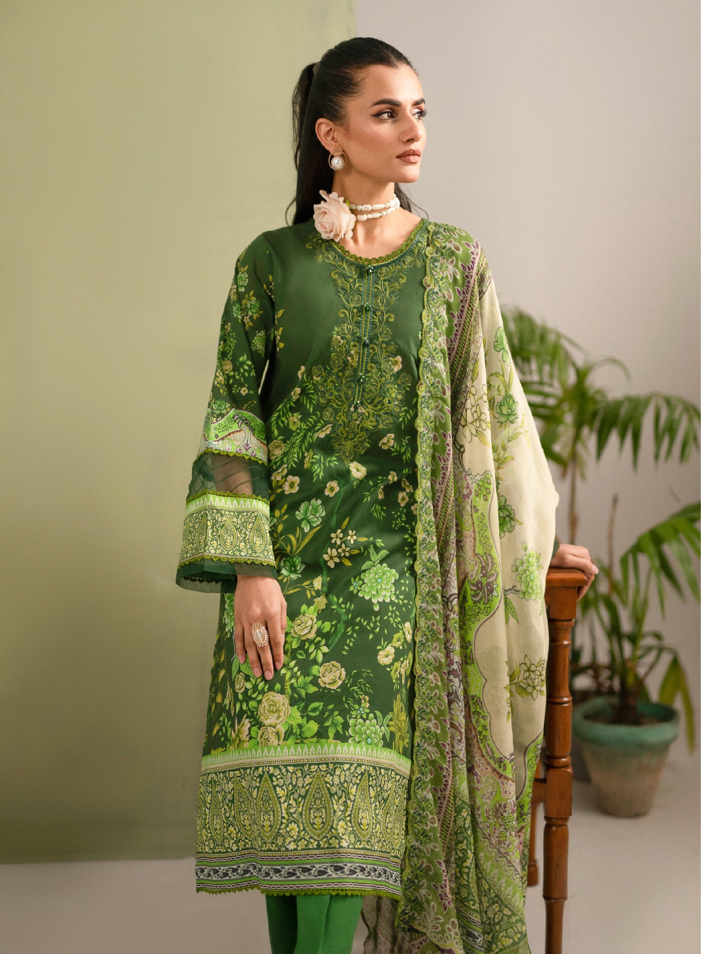 Hania Luxury Lawn Embroidered Unstitched 3 Piece