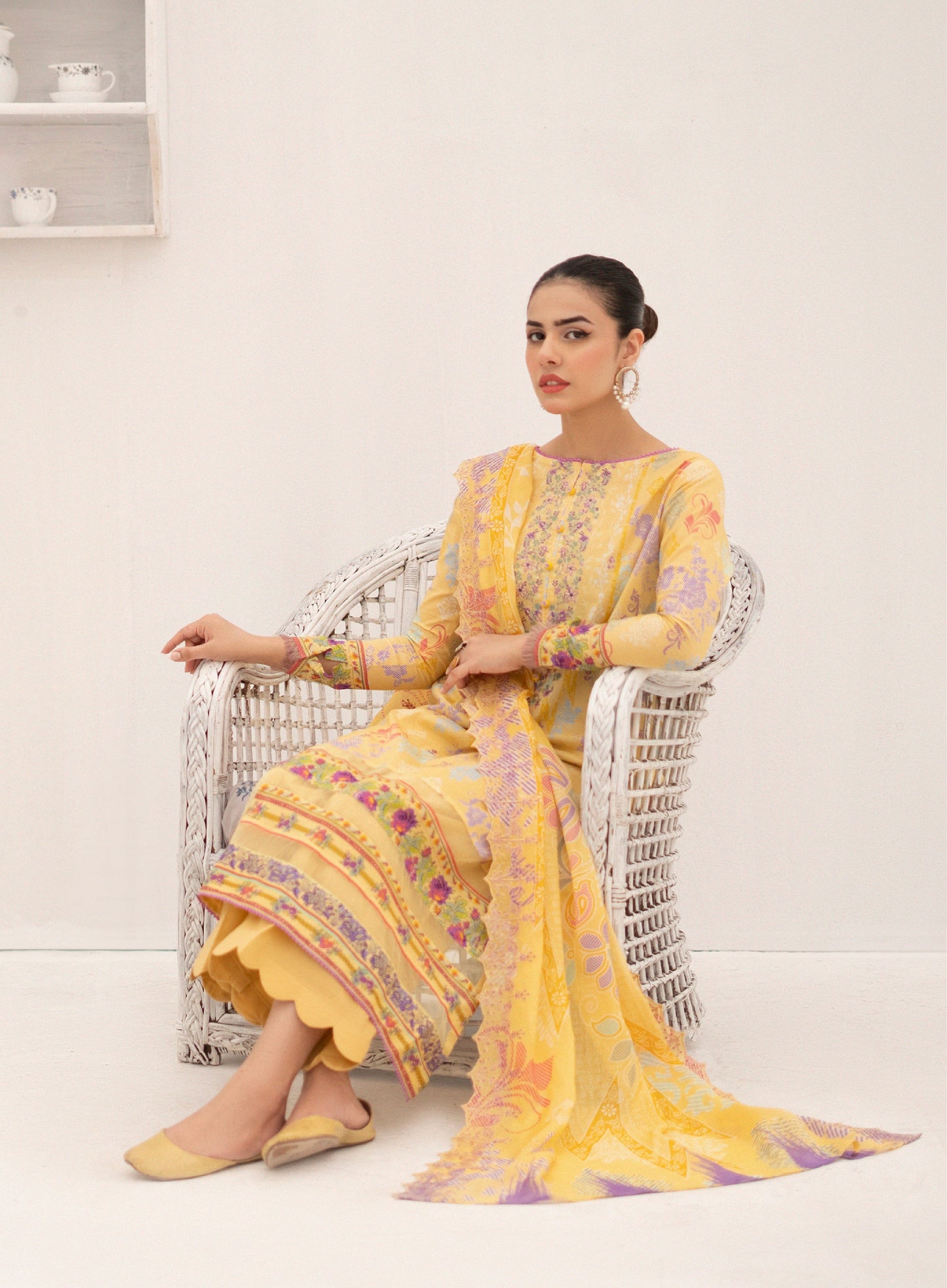 Hania Luxury Lawn Embroidered Unstitched 3 Piece