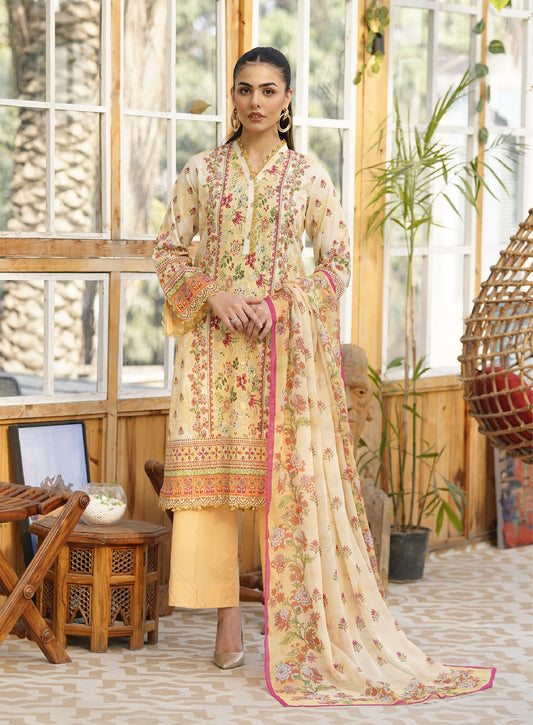 Firuzeh Luxury Lawn Embroidered Unstitched 3 Piece