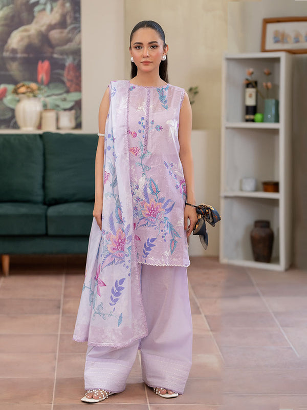 CHIKANKARI 3-Piece Unstitched Digital Printed Lawn Suit