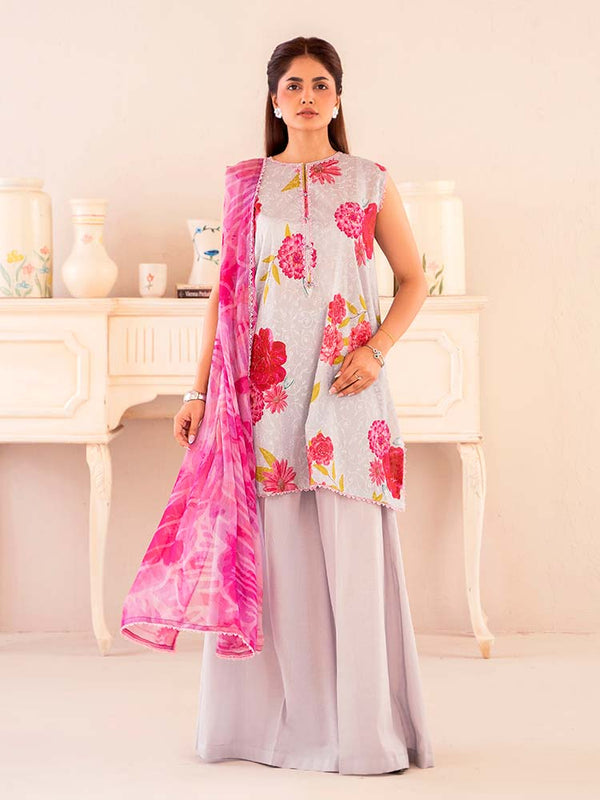 CHIKANKARI 3-Piece Unstitched Digital Printed Lawn Suit