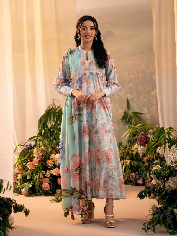 PEACH POPPIES3-Piece Unstitched Digital Printed Lawn Suit