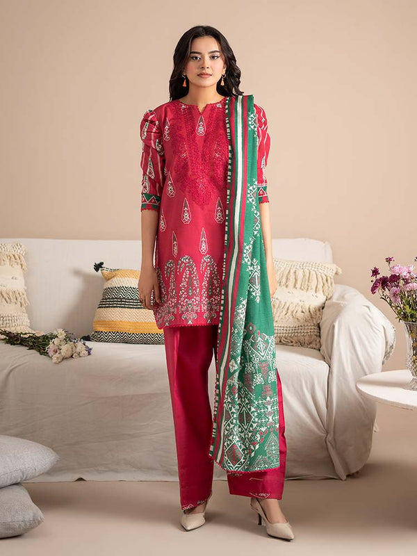AFSANAY 3-Piece Unstitched Digital Printed Khaddar Suit