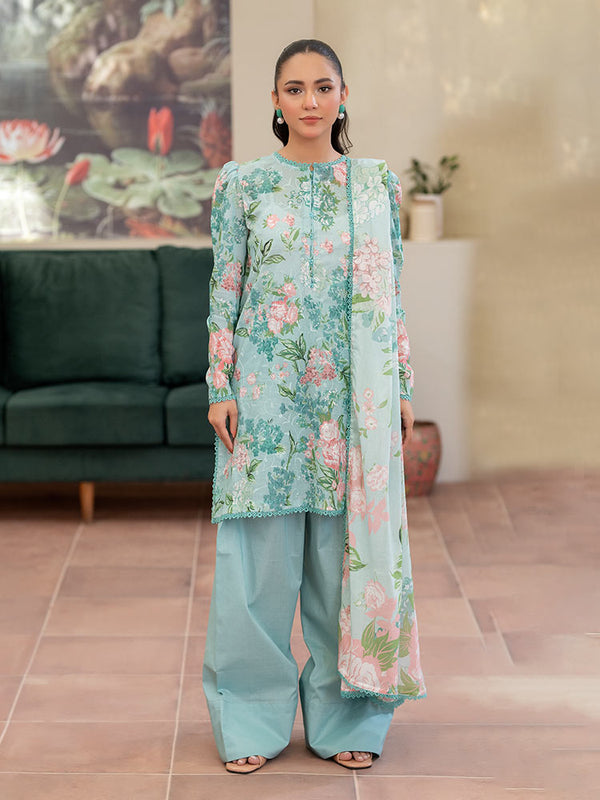 CHIKANKARI 3-Piece Unstitched Digital Printed Lawn Suit