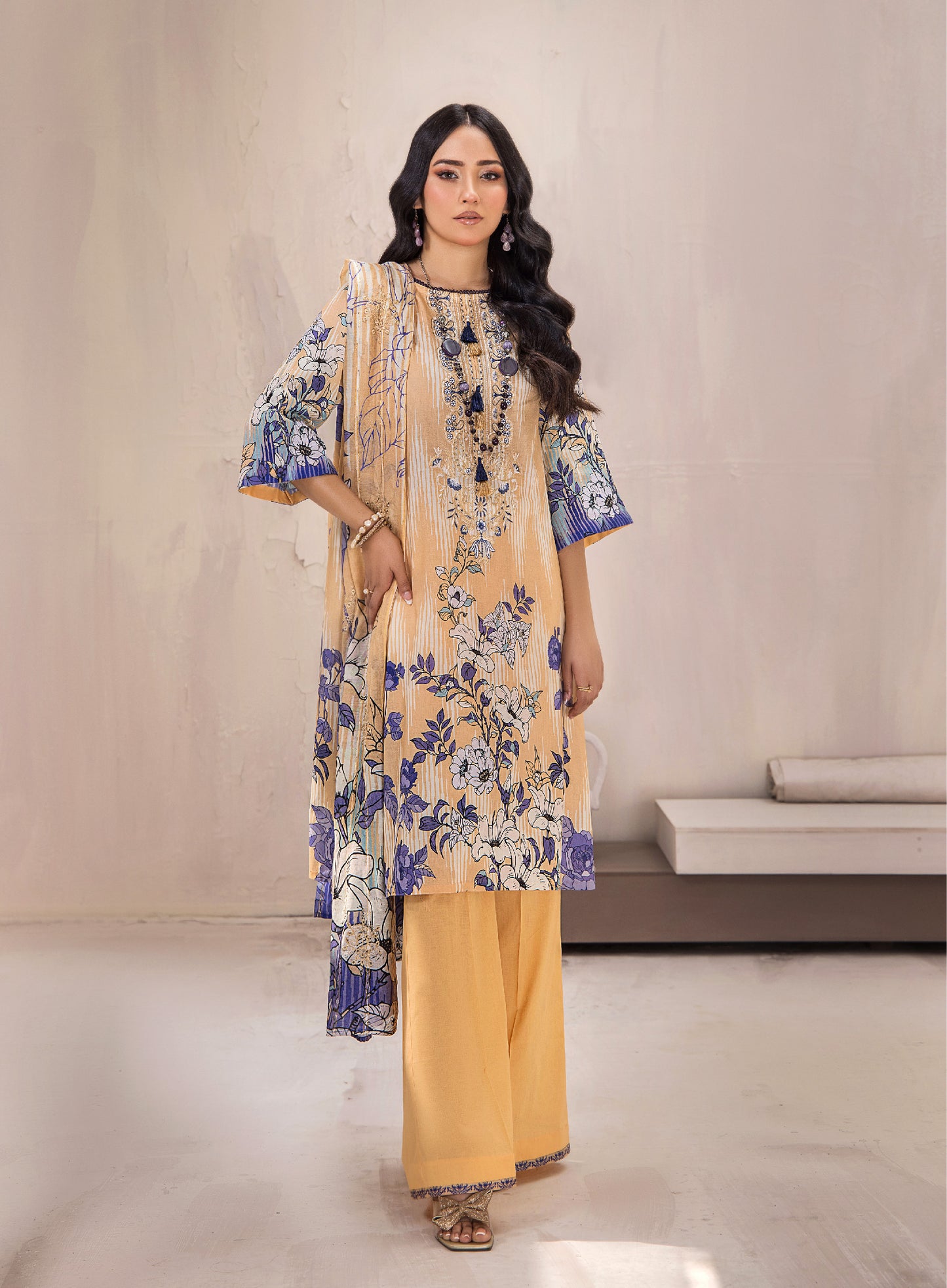 Hania Luxury Lawn Embroidered Unstitched 3 Piece