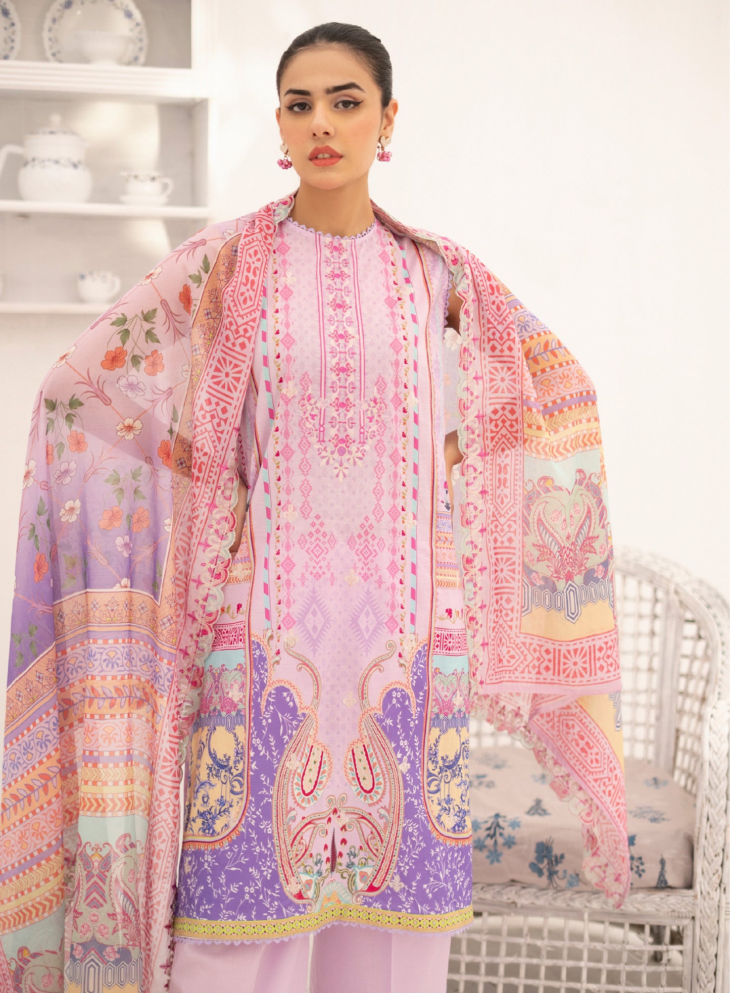 Hania Luxury Lawn Embroidered Unstitched 3 Piece