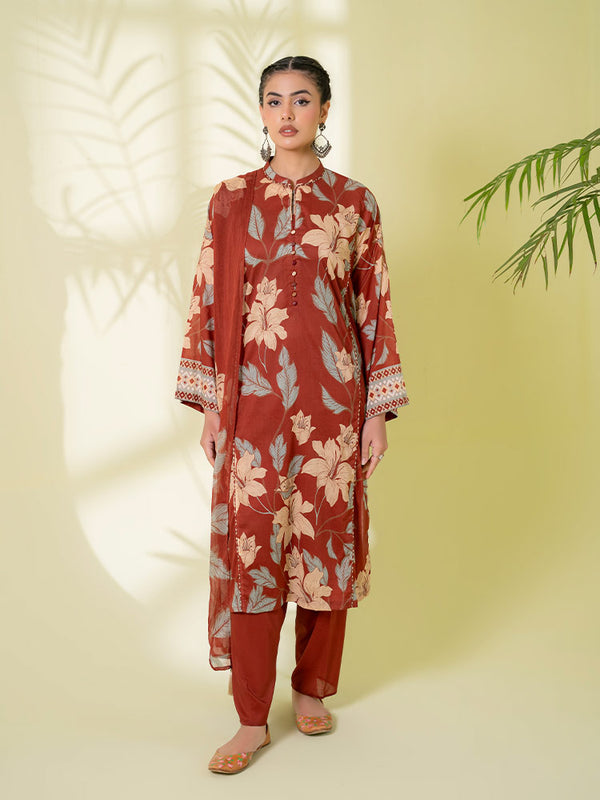ZUMRA 3-Piece Unstitched Digital Printed Lawn Suit
