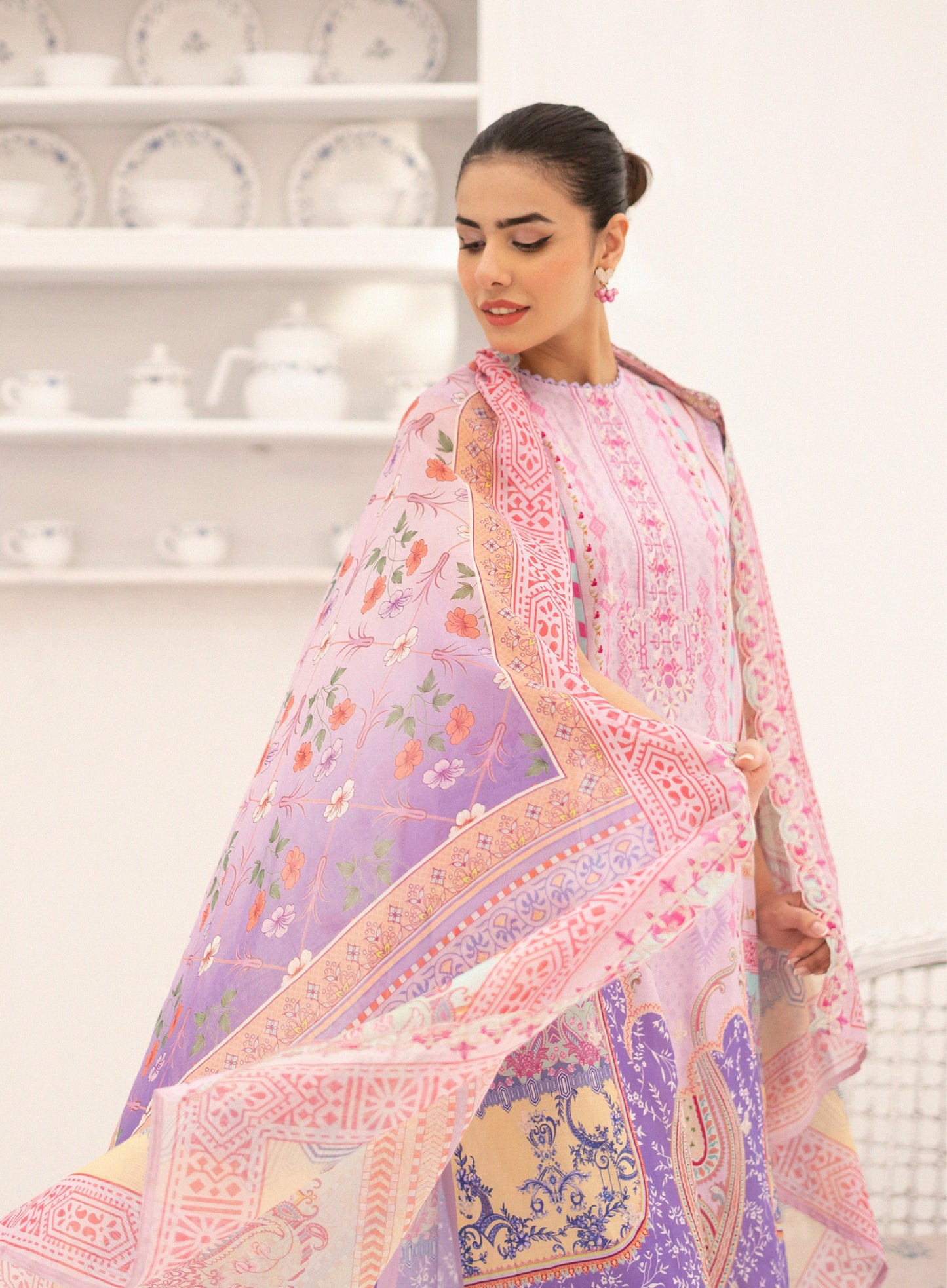 Hania Luxury Lawn Embroidered Unstitched 3 Piece