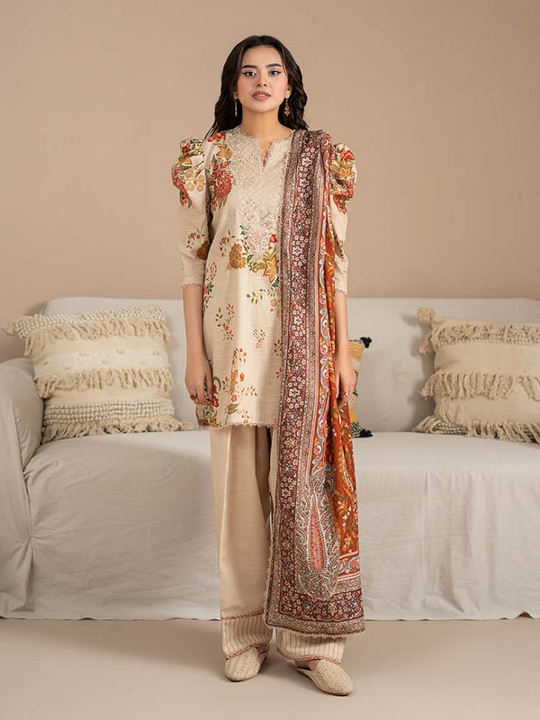 AFSANAY 3-Piece Unstitched Digital Printed Khaddar Suit