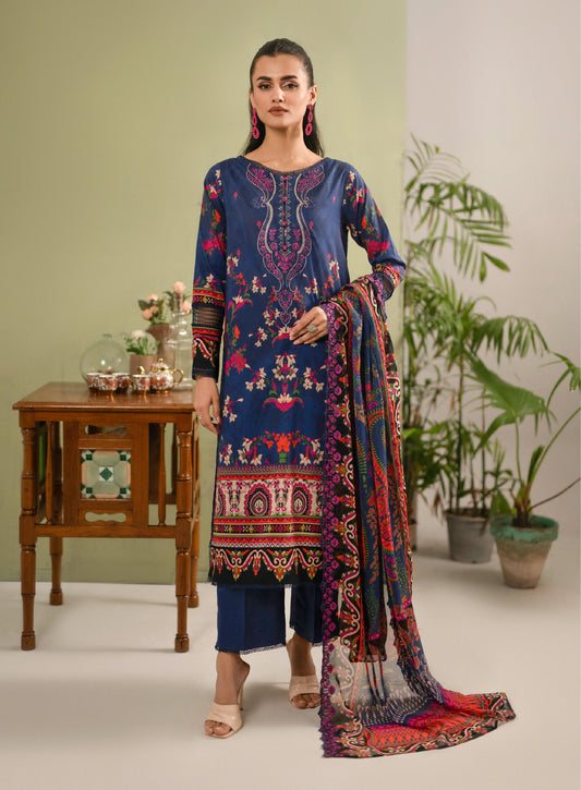 Hania Luxury Lawn Embroidered Unstitched 3 Piece