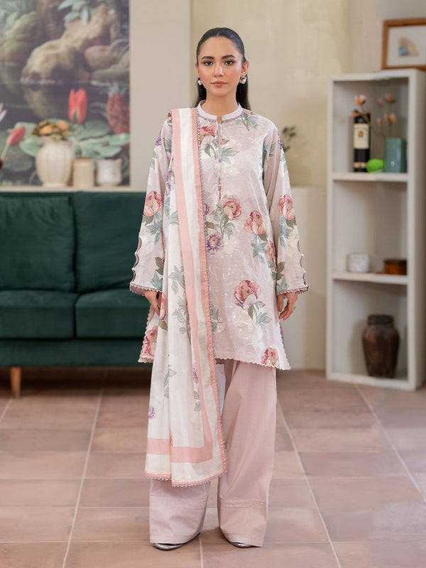 CHIKANKARI 3-Piece Unstitched Digital Printed Lawn Suit