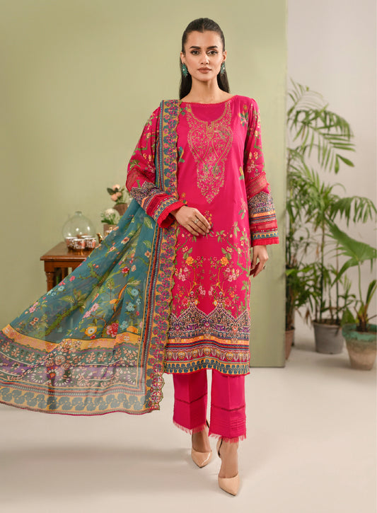 Hania Luxury Lawn Embroidered Unstitched 3 Piece