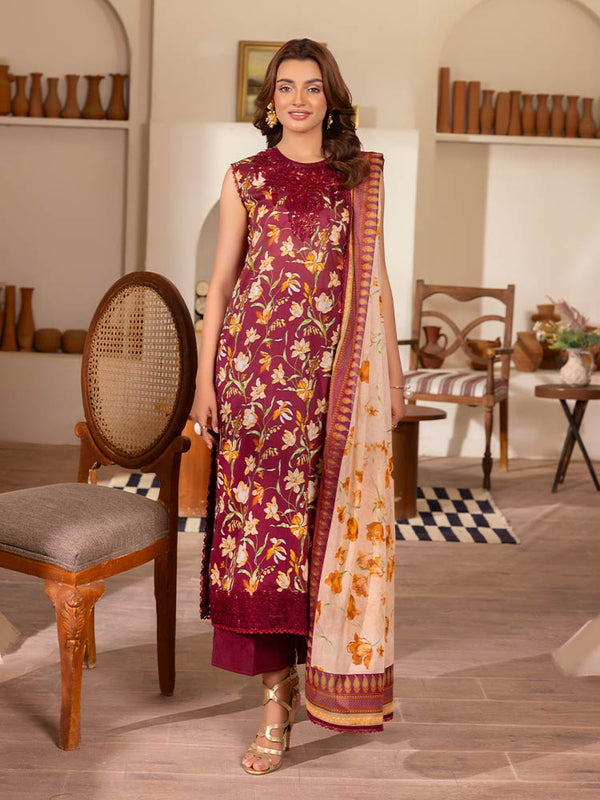 CRIMSAL 3-Piece Unstitched Digital Printed Lawn Suit