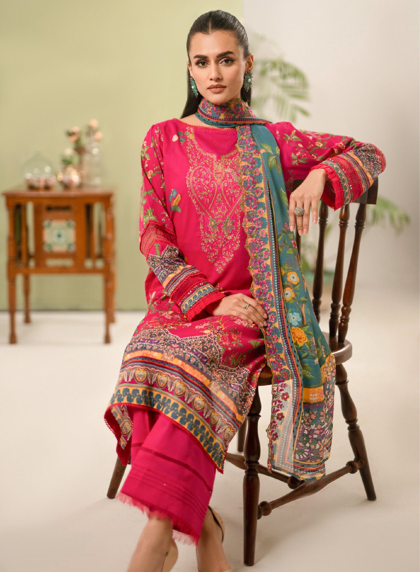 Hania Luxury Lawn Embroidered Unstitched 3 Piece