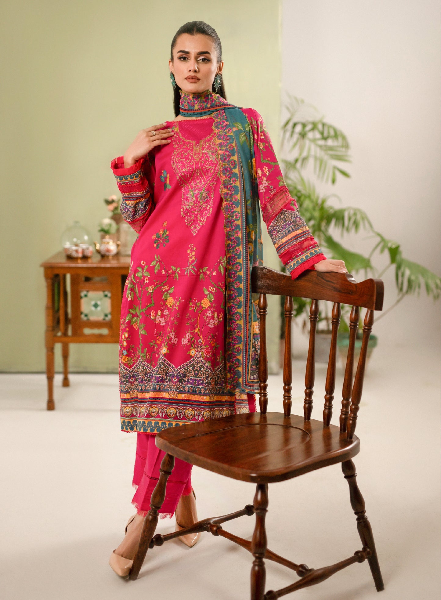 Hania Luxury Lawn Embroidered Unstitched 3 Piece