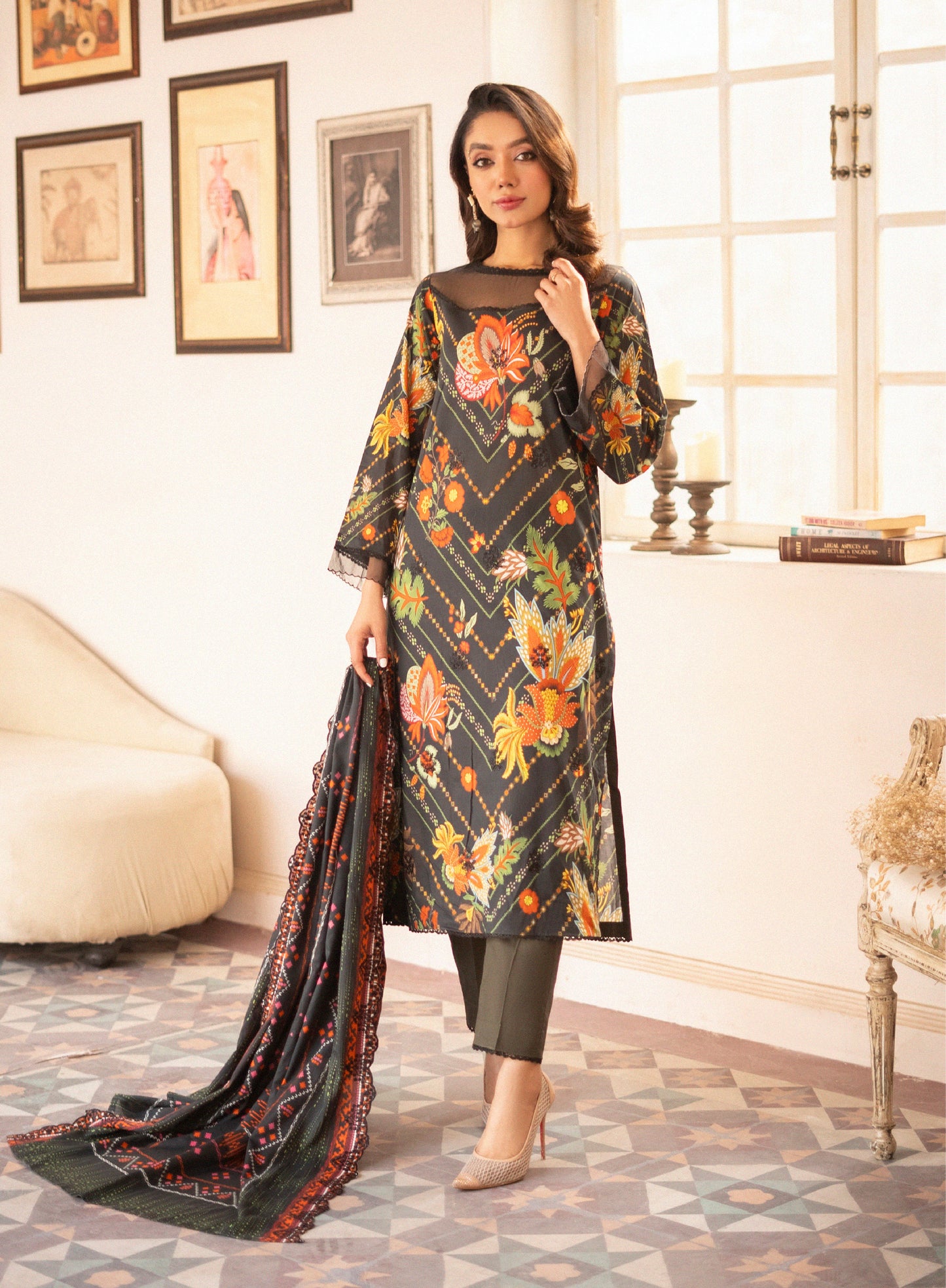 Sheerisha Luxury Lawn Embroidered Unstitched 3 Piece