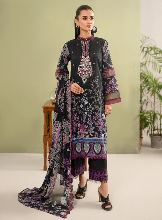 Hania Luxury Lawn Embroidered Unstitched 3 Piece