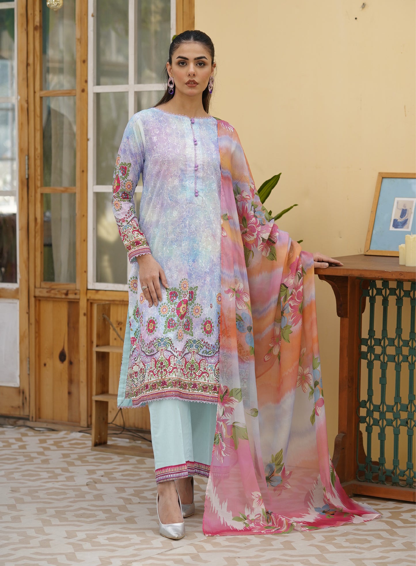 Firuzeh Luxury Lawn Embroidered Unstitched 3 Piece