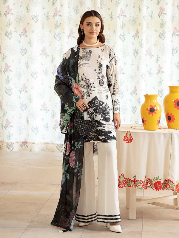 PEARL AND PETALS 3-Piece Unstitched Digital Printed Lawn Suit