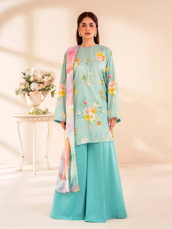 CHIKANKARI 3-Piece Unstitched Digital Printed Lawn Suit