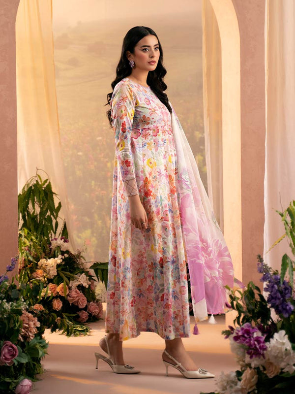 PEACH POPPIES3-Piece Unstitched Digital Printed Lawn Suit