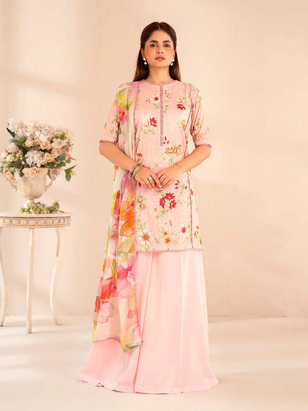 CHIKANKARI 3-Piece Unstitched Digital Printed Lawn Suit