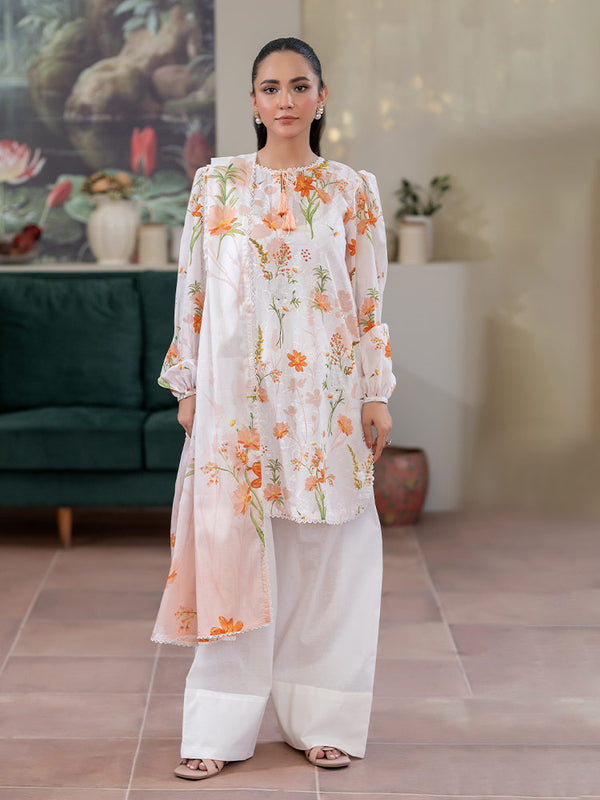 CHIKANKARI 3-Piece Unstitched Digital Printed Lawn Suit