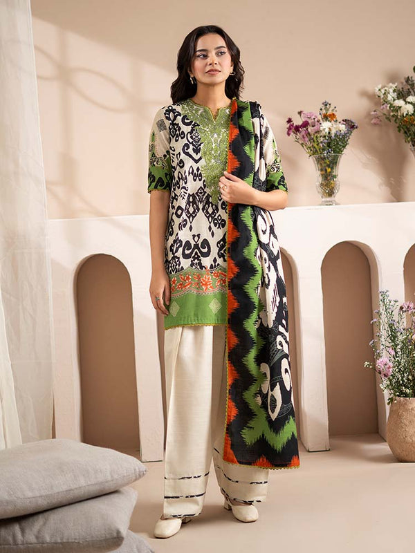 AFSANAY 3-Piece Unstitched Digital Printed Khaddar Suit