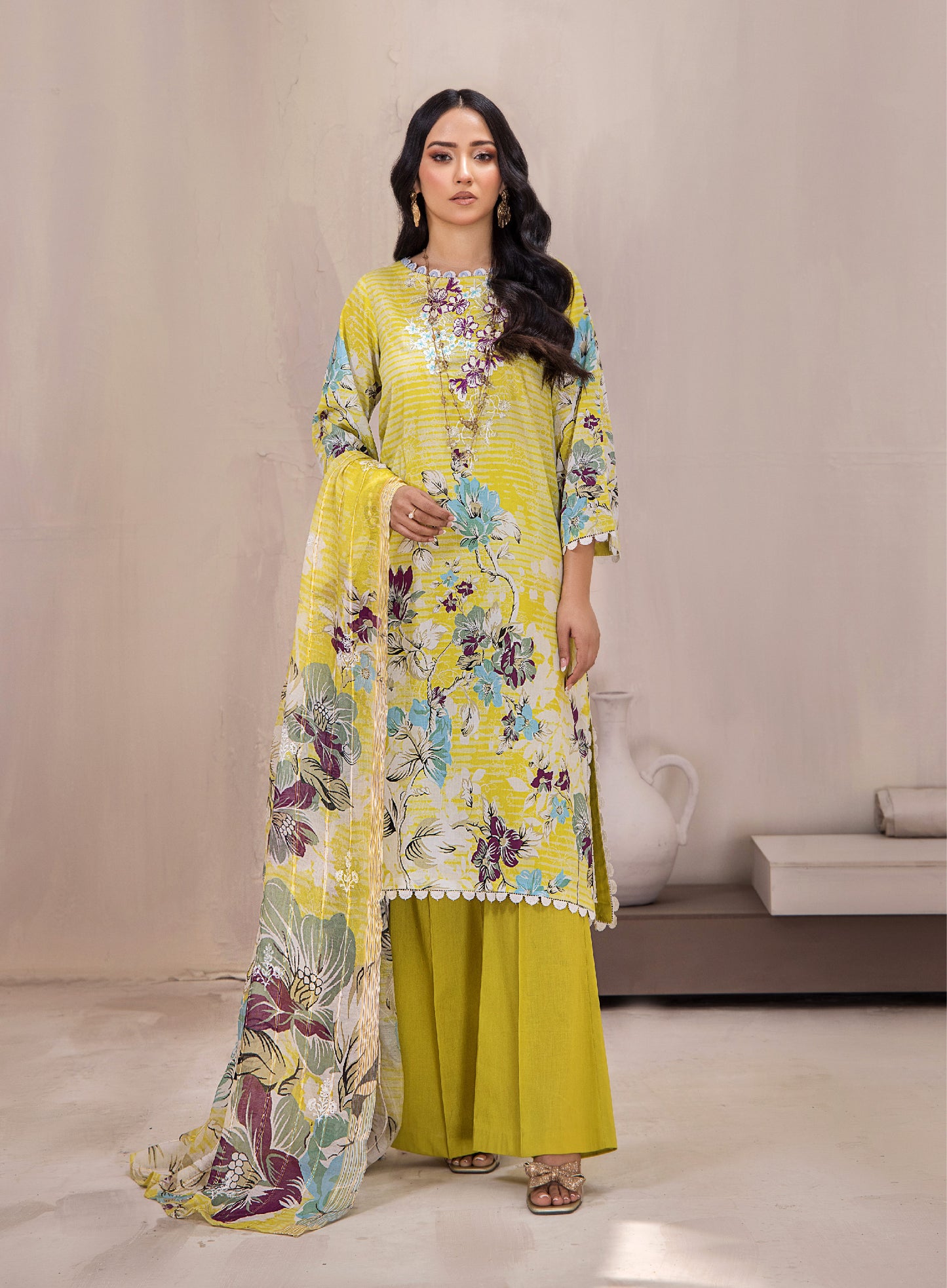 Hania Luxury Lawn Embroidered Unstitched 3 Piece