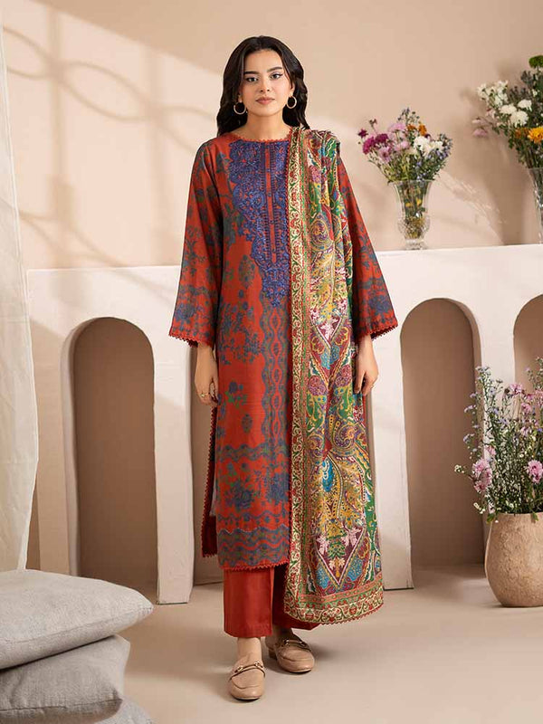 AFSANAY 3-Piece Unstitched Digital Printed Khaddar Suit