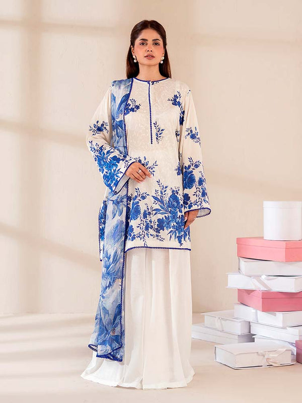 CHIKANKARI 3-Piece Unstitched Digital Printed Lawn Suit