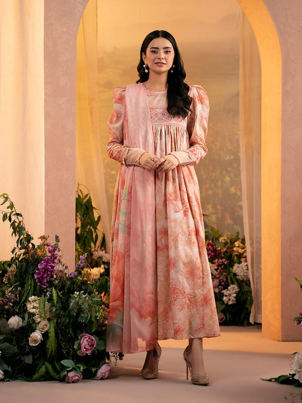 PEACH POPPIES3-Piece Unstitched Digital Printed Lawn Suit
