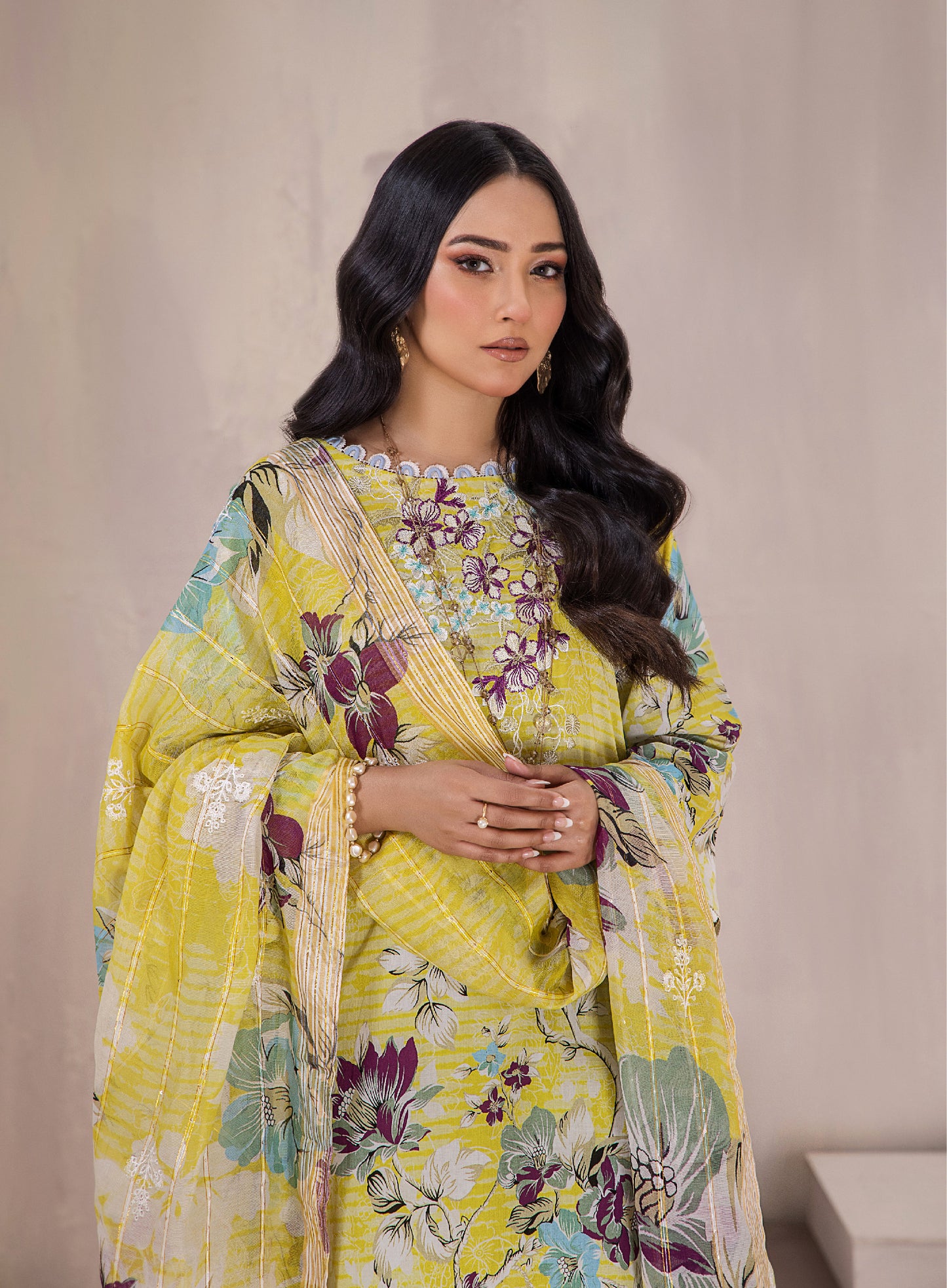 Hania Luxury Lawn Embroidered Unstitched 3 Piece