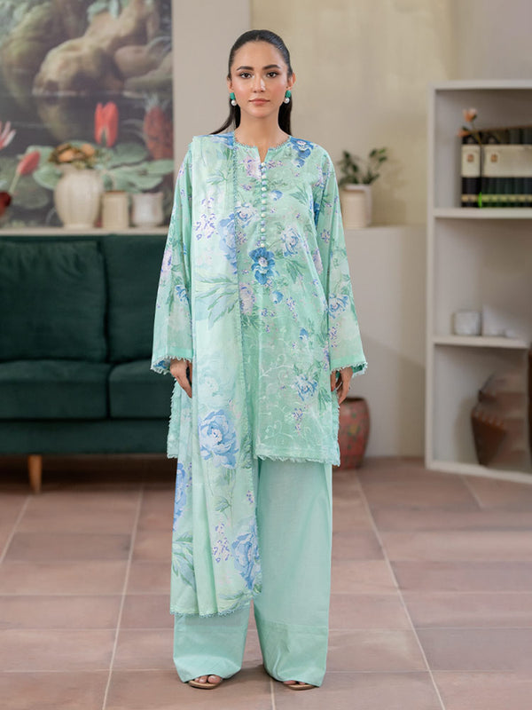 CHIKANKARI 3-Piece Unstitched Digital Printed Lawn Suit