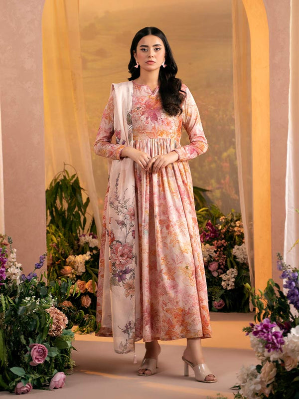 PEACH POPPIES3-Piece Unstitched Digital Printed Lawn Suit