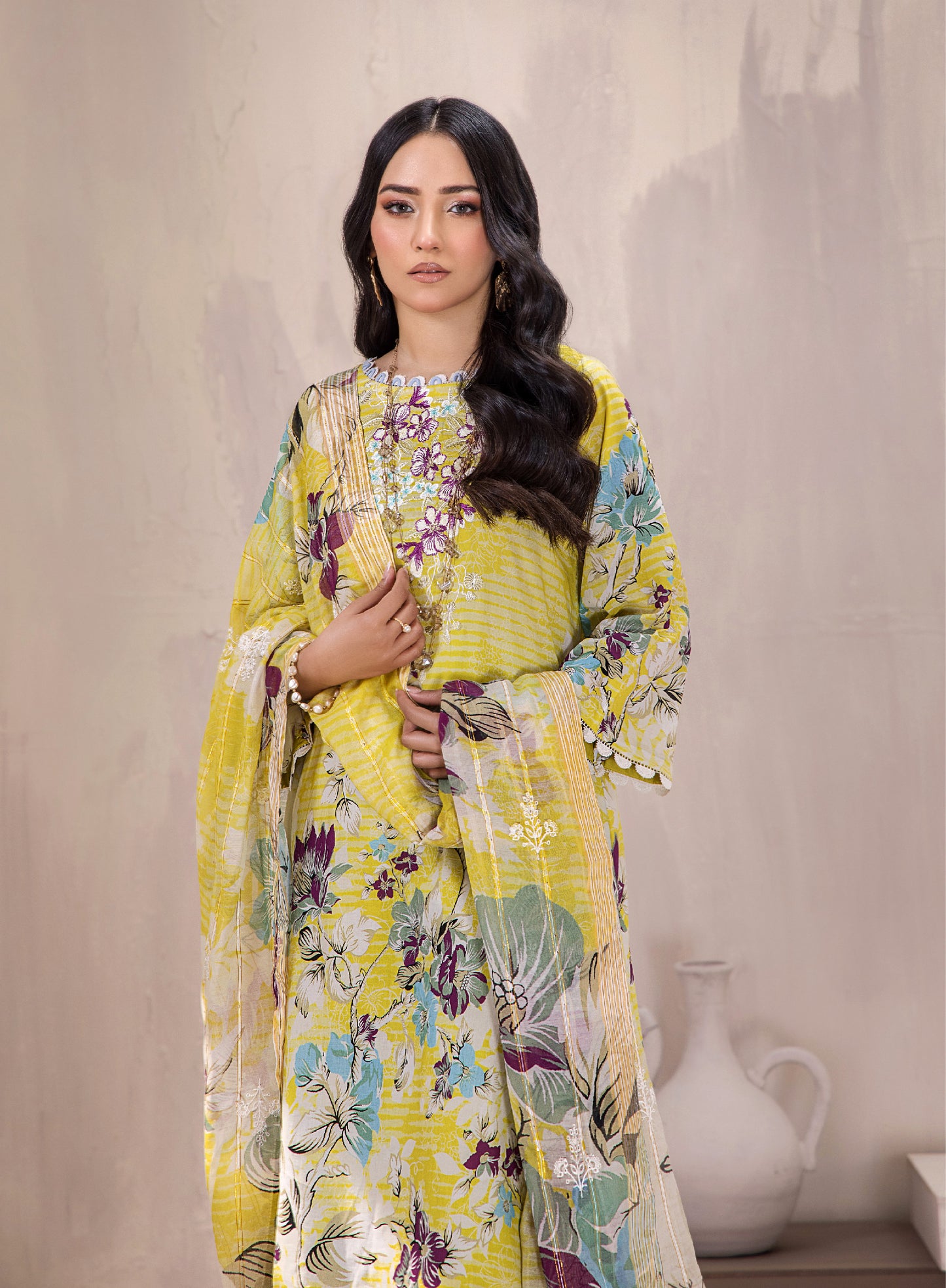 Hania Luxury Lawn Embroidered Unstitched 3 Piece