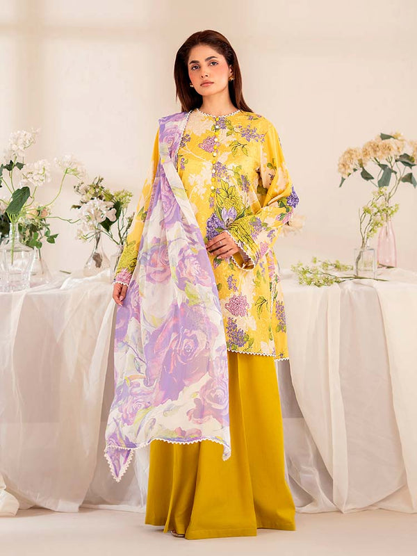 CHIKANKARI 3-Piece Unstitched Digital Printed Lawn Suit