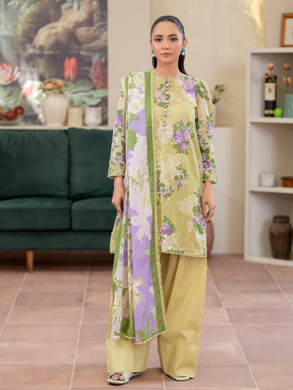 CHIKANKARI 3-Piece Unstitched Digital Printed Lawn Suit